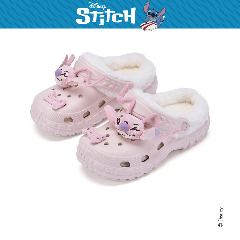 【迪士尼系列】热风加绒洞洞鞋女鞋2025年冬季新款女士休闲家居拖