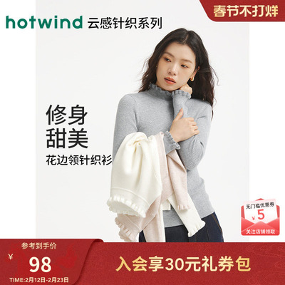 25年冬季女士花边领打底针织衫