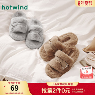 热风厚底毛毛鞋女2025年冬季新款百搭休闲拖鞋舒适家居拖半拖女鞋