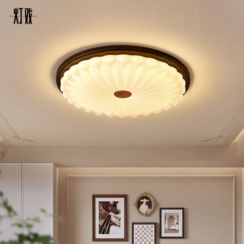 卧室灯中古实木吸顶灯北欧简约餐厅灯复古护眼书房间主卧led灯具,家装灯饰光源,餐厅/卧室/书房吸顶灯,淘宝优惠券,粉丝福利购,淘宝优惠卷