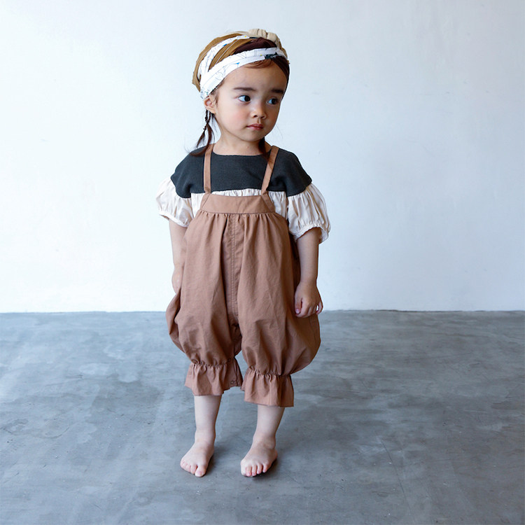 lenias LN家folk made20SS春夏baby款背带裤＋娃娃衫套装