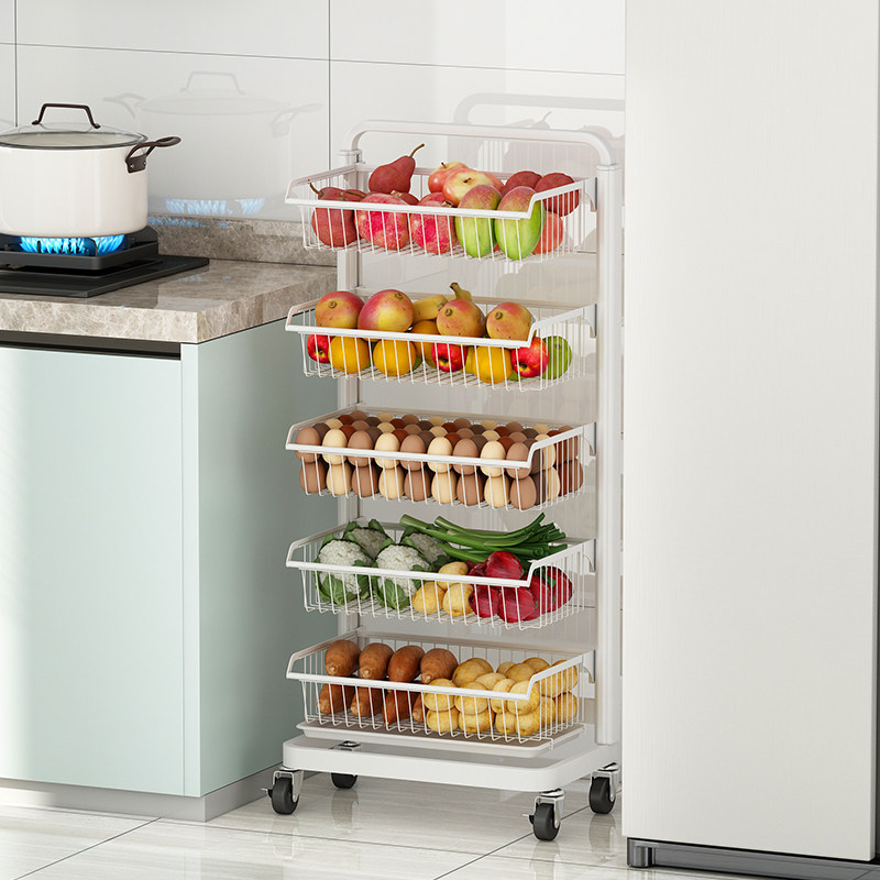 白色厨房蔬菜置物架落地多层