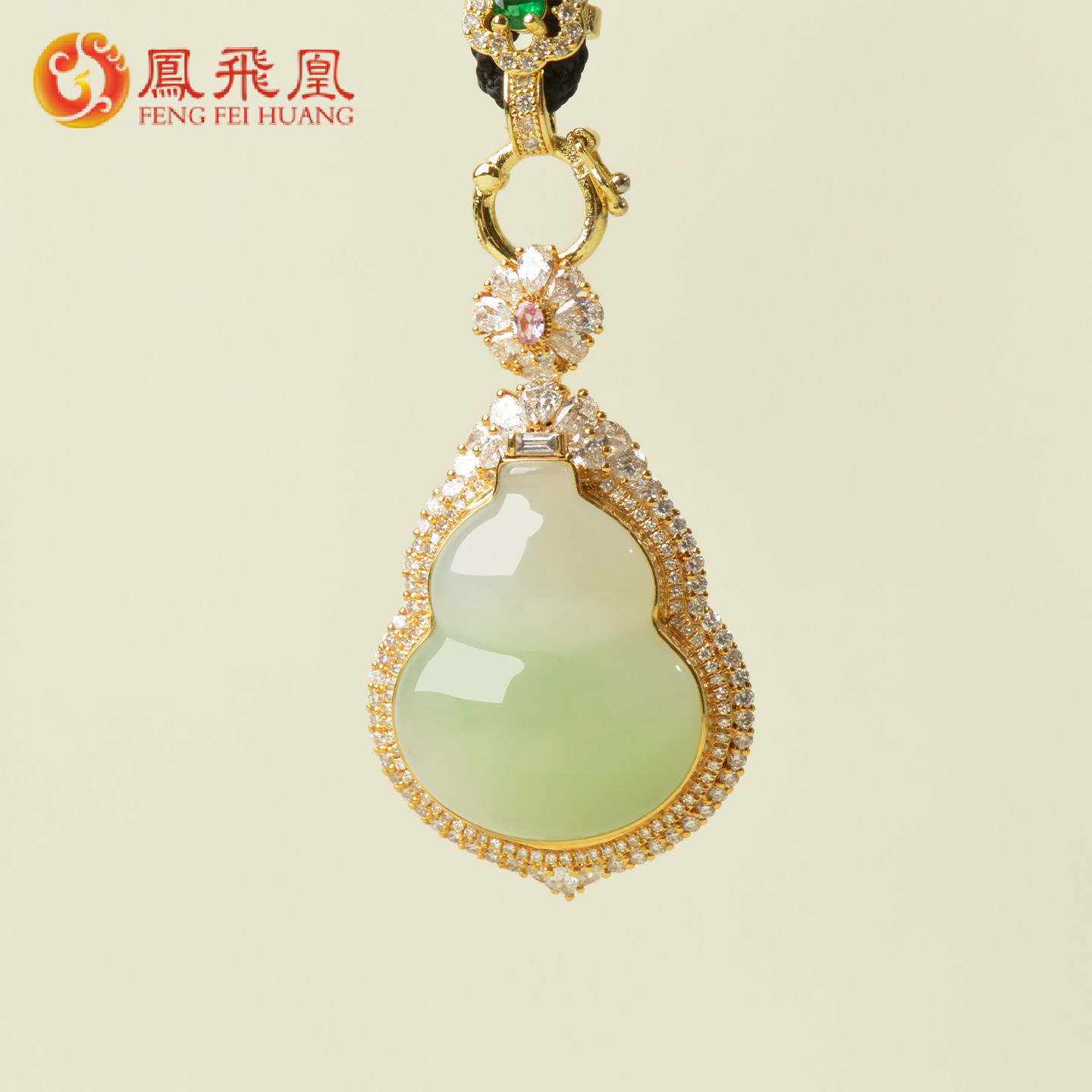 凤飞凰和田玉翠青葫芦吊坠女福禄玉石项链送女友送妈妈节日礼物D