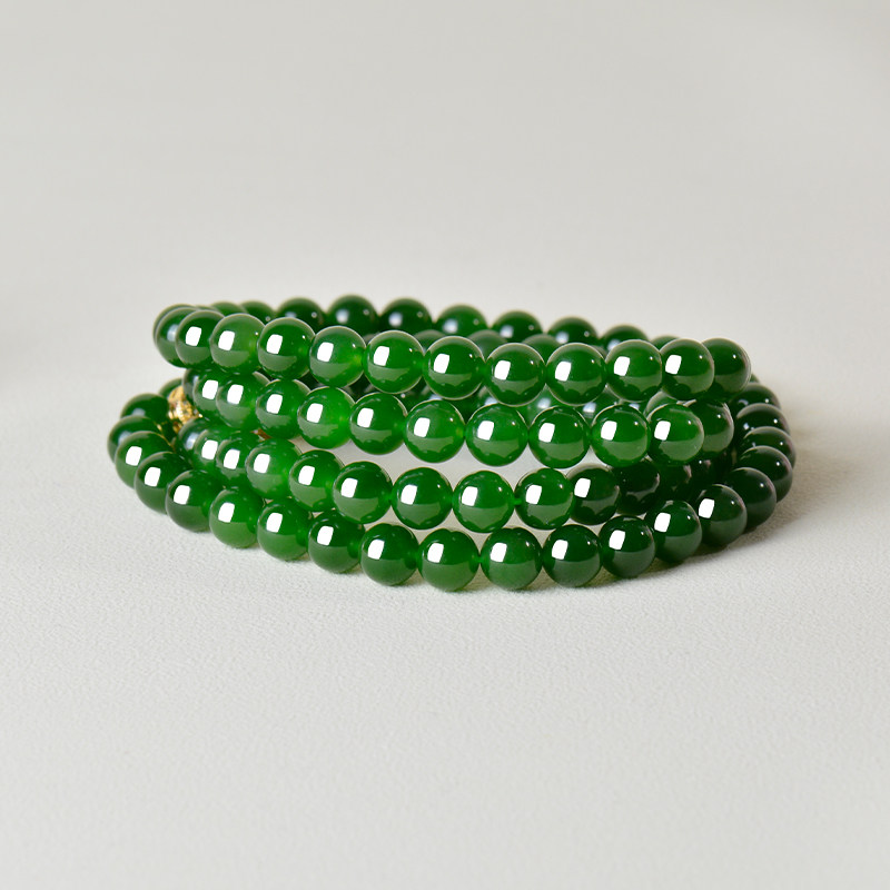 凤飞凰和田碧玉菠菜绿108项链