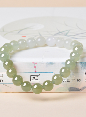 凤飞凰和田玉高冰晴水圆珠手串