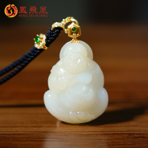 凤飞凰和田玉糖白玉佛公吊坠