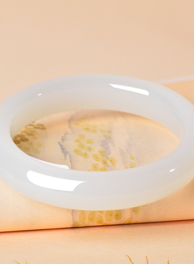 凤飞凰和田玉羊脂白玉手镯女款