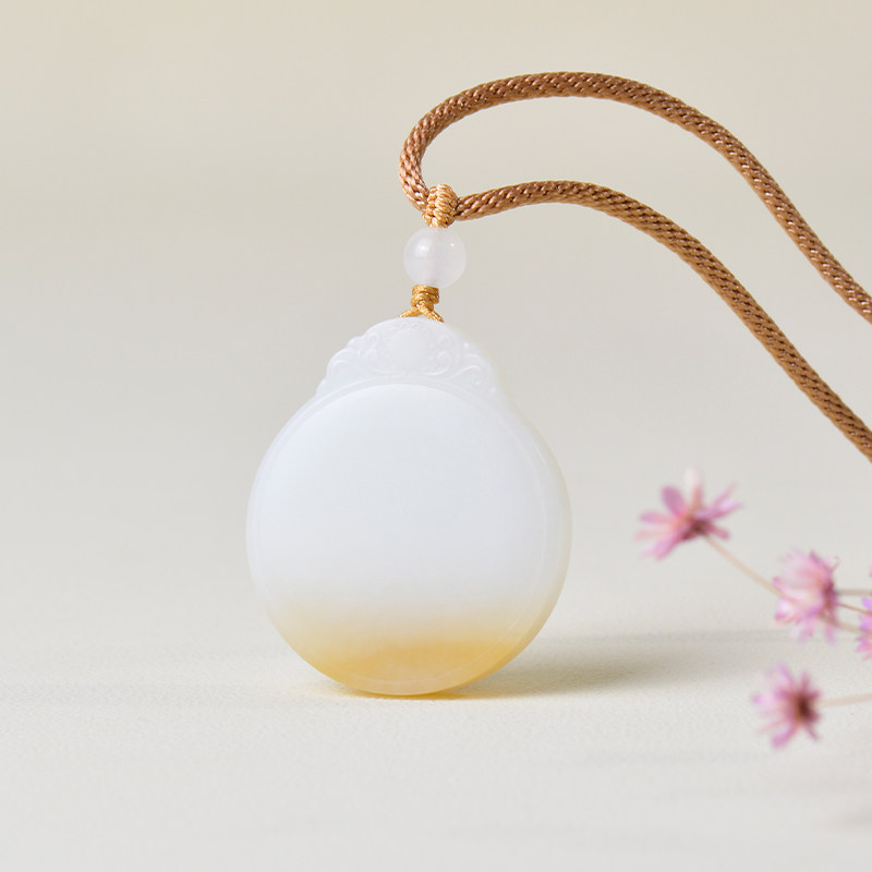 凤飞凰和田玉糖羊脂白玉平安无事牌吊坠男女款高级感项链玉石挂件