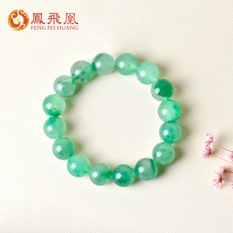 凤飞凰12mm独龙玉高冰飘花手链女士非洲翠圆珠玉石手串女生送礼物,珠宝/钻石/翡翠,非洲翠,淘宝优惠券,粉丝福利购,淘宝优惠卷