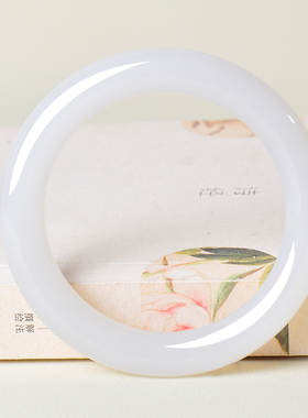 凤飞凰和田玉羊脂白玉圆条手镯