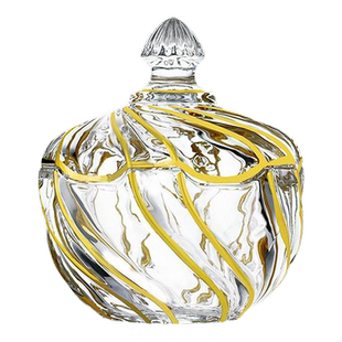 轻奢水晶玻璃带盖小糖缸描金创意糖缸盅客厅干果零食小碗套装装饰