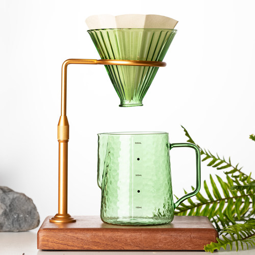 彩色耐热玻璃手冲咖啡壶装咖啡分享壶个性咖啡滴漏壶装带支架