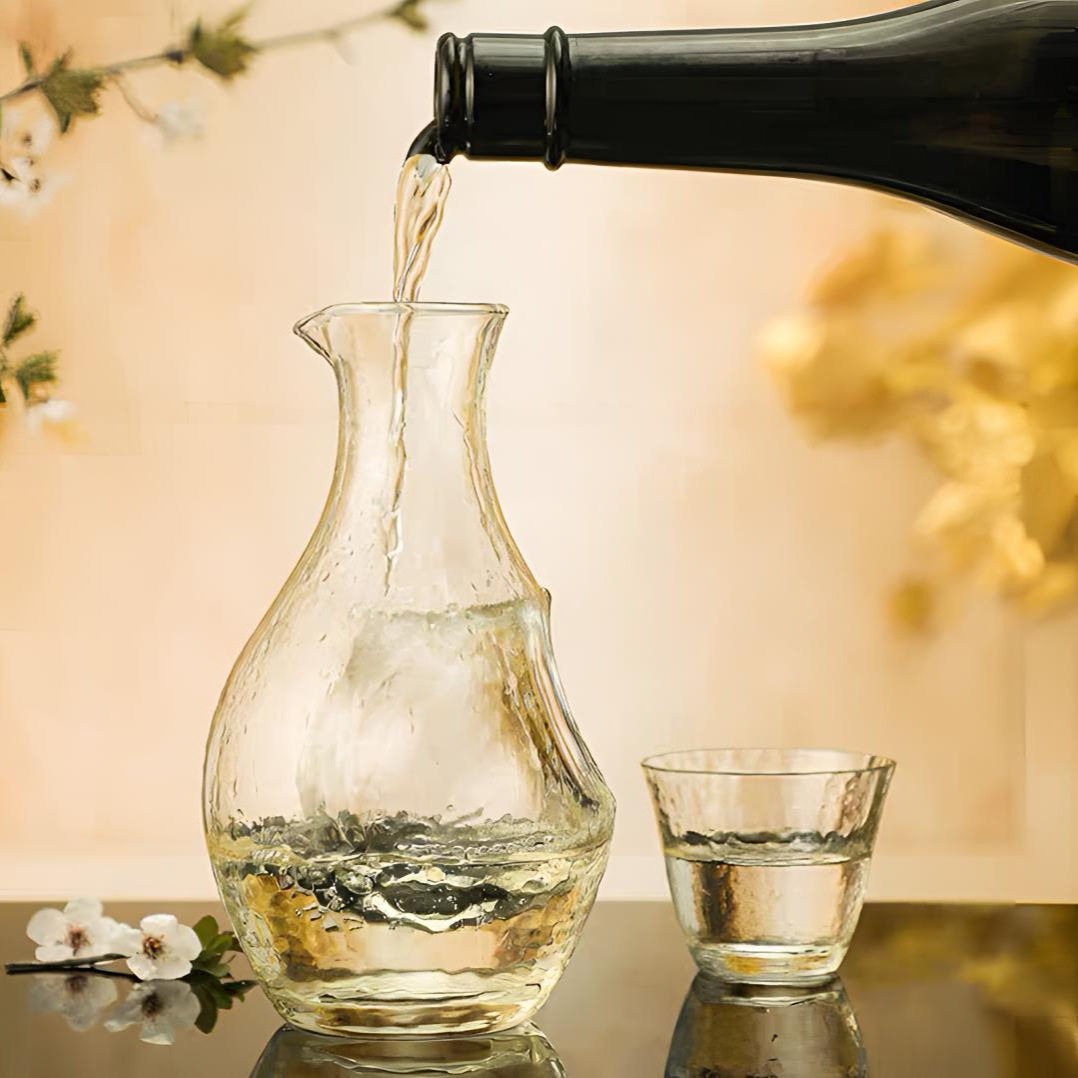 琥珀色玻璃清酒杯套装日式酒具清酒壶酒杯组合冷酒器手工吹制酒杯