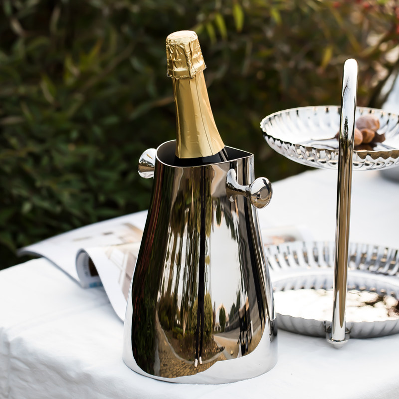 双耳不锈钢冰酒桶轻奢红酒冰镇酒桶北欧风格台面装饰冰酒器