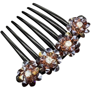 韩版发饰优雅花朵水钻发梳梳子插梳盘发丸子头气质成人头饰发饰品