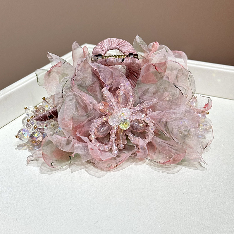 时宴泡芙鲨鱼夹森系超仙冰晶流苏发饰新中式温柔婉约抓夹女