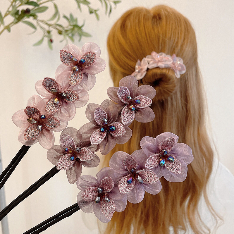 丸子头花苞头盘发器花朵懒人百变发饰造型器蓬松韩版盘发棒头饰品