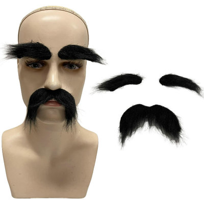 舞会派对表演装扮胡子道具双面胶胡子黑色男士胡子眉毛戏剧演出胡