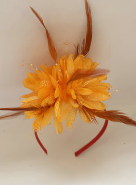 橙色花朵发箍欧美羽毛花头花发箍头饰发卡派对聚会女式头饰发饰