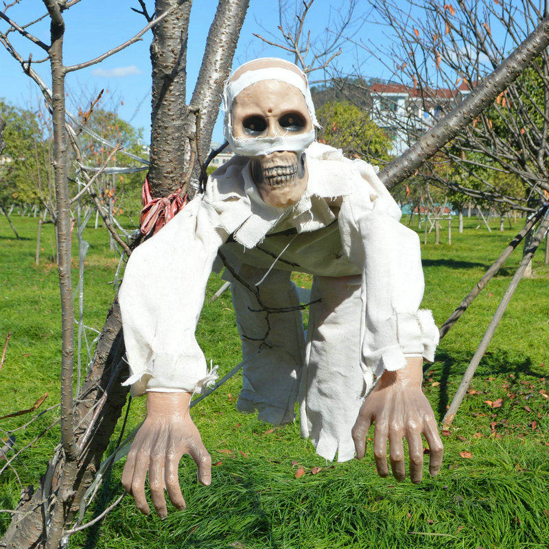万圣节道具爬行女鬼僵尸骷髅头婴儿爬鬼发光电动玩具鬼屋密室装饰