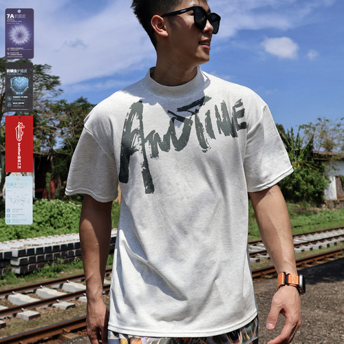 andtime美式复古短袖速干T恤
