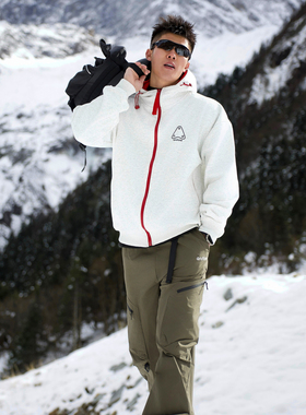 andtime美式重磅加绒加厚连帽卫衣秋冬撞色运动琐温拉链开衫外套