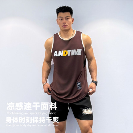 美式背心男运动速干凉感冰凉andtime篮球跑步宽松球衣实战无袖T恤