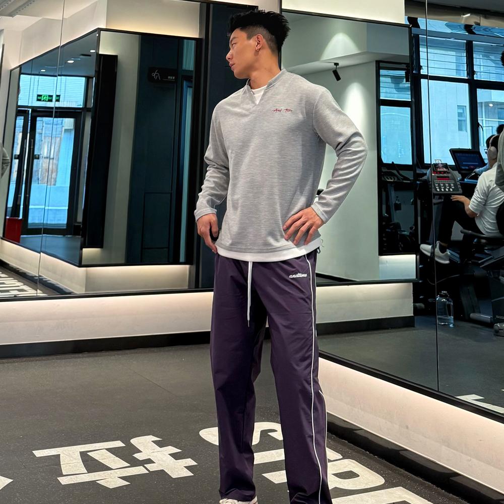 andtime华夫格假两件长袖T恤