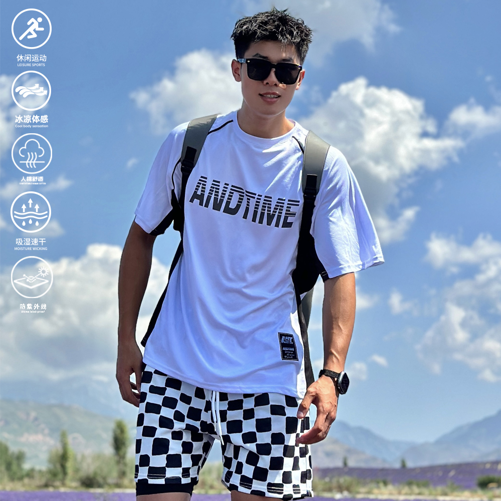 andtime正品美式切割短袖