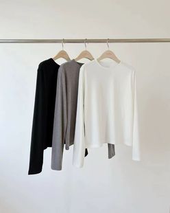 韩国货Ounce加绒弹力亲肤百搭显瘦圆领打底衫 女实体店同步