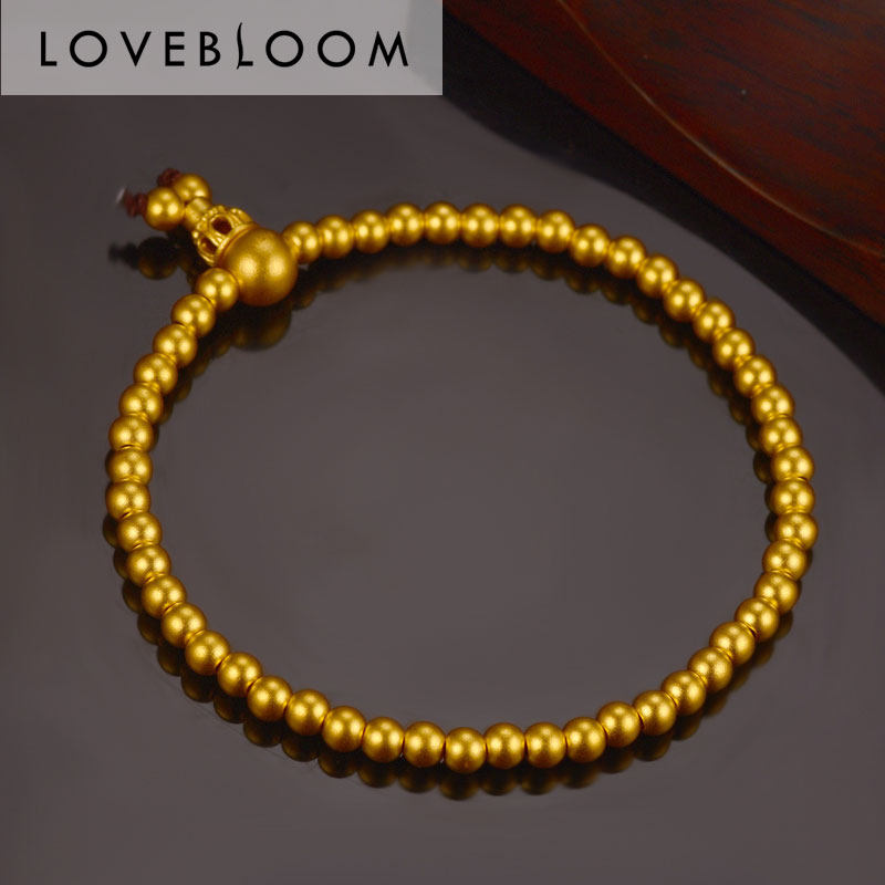 黄金手链古法金手链手镯999足金手链纯金转运珠珠子串珠男女手串