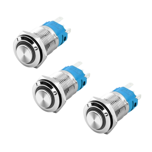 16mm金属按钮开关启动喇叭开关防水带灯自复位小型汽车改装6 12v