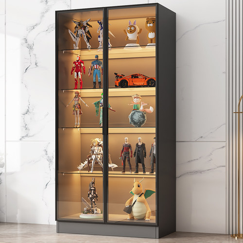 书柜带玻璃门手办展示柜陈列家用客厅玩具乐高模型摆件书柜酒柜子