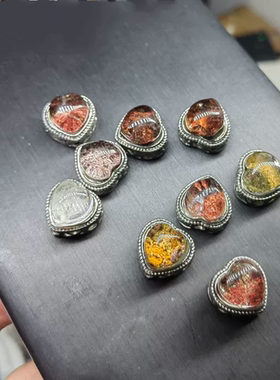 镶嵌天然花幽灵心形银饰品可以DIY吊坠提溜手链项链价格美丽动人