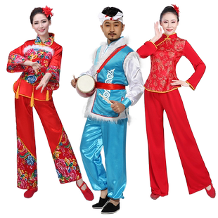 新款陕北民族安塞腰鼓服装秧歌服开场舞传统阿宝打鼓舞服演出服饰