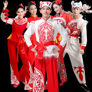 陕北安塞腰鼓服传统民族舞狮打鼓龙舟服陕西广场舞秧歌民歌演出服