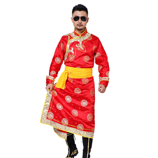 蒙古族男装演出服少数民族日常蒙古长袍摄影婚礼民族舞蹈表演服饰