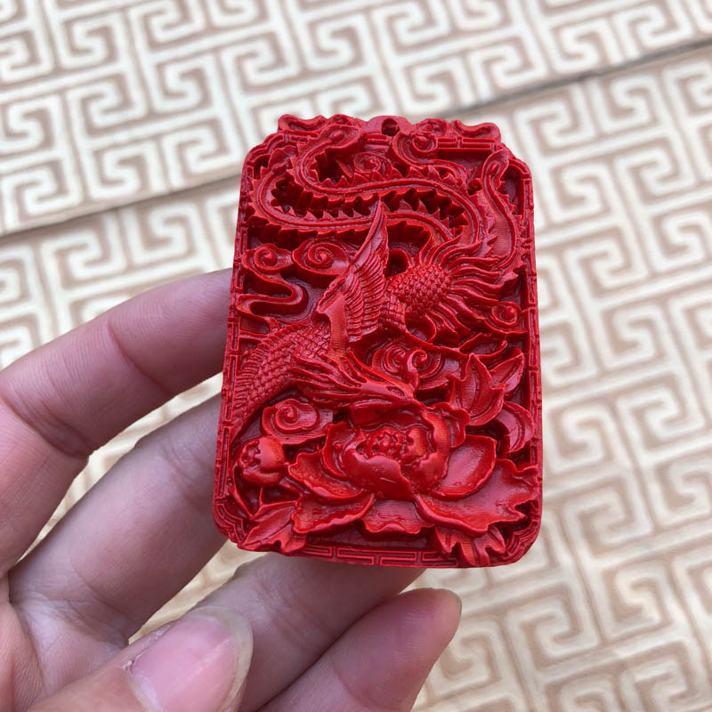 台湾朱砂凤舞九天吊坠护身帝王红丹凤朝阳火凤凰玉牌送证书