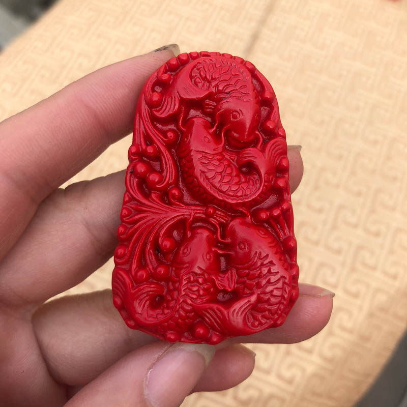 四季有鱼钥匙扣台湾朱砂年年有余吊坠挂件送证书