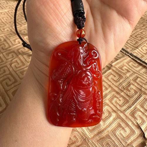 嫣芝美玉大刀关公玉佩项链吊坠