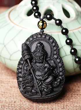 天然黑曜石项链吊坠送证书