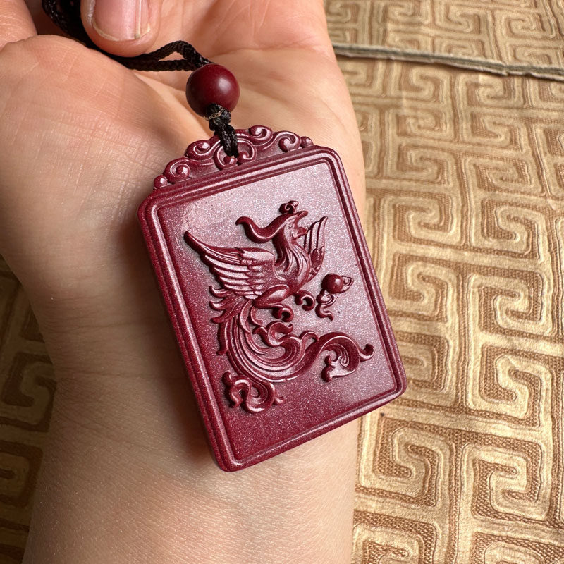 火凤凰玉佩项链紫金砂龙凤玉牌吊坠情侣玉石牌子游龙戏珠挂件证书