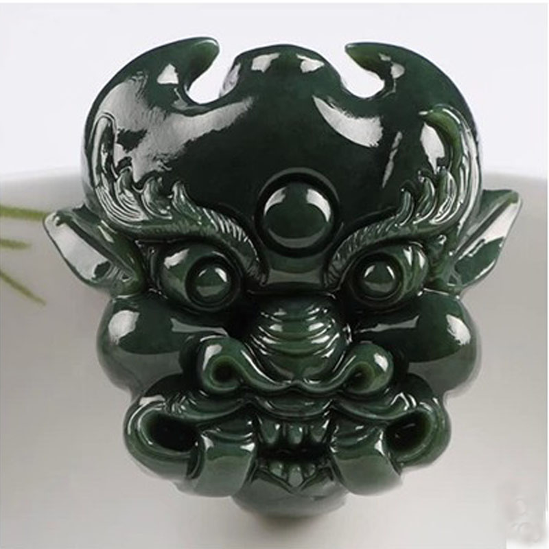 青玉皮带扣天然和田玉鬼头皮带扣玉扣皮带扣证书