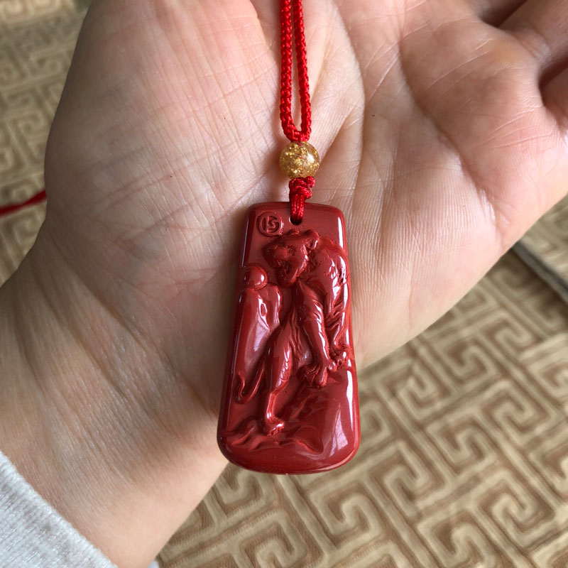 本命年属相马虎狗鸡挂坠项链孩子挂件原矿朱砂十二生肖吊坠