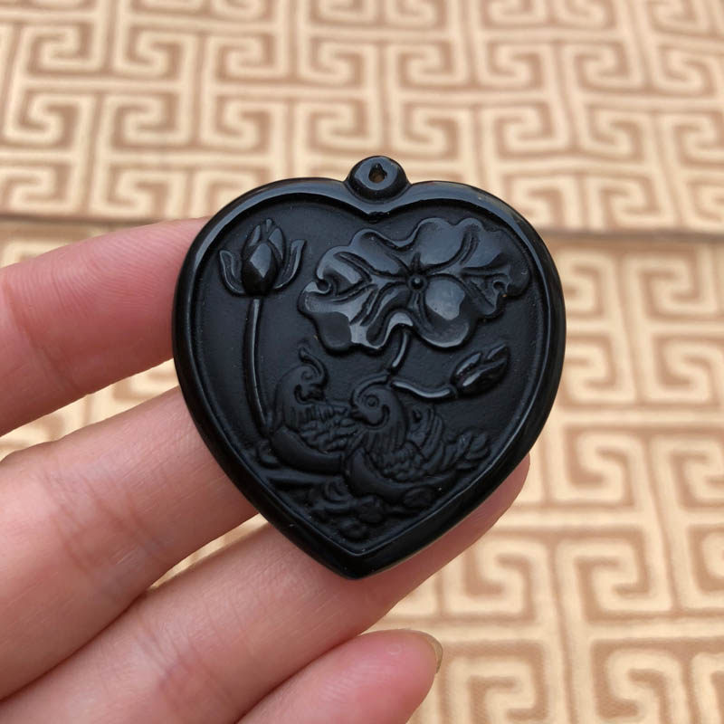 鸳鸯戏水随身心心相印证书吊坠