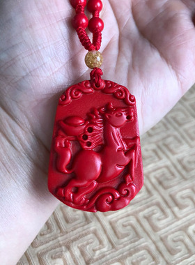 马牌钥匙扣台湾原色朱砂马到成功玉佩项链宝马送财吊坠飞马玉挂件