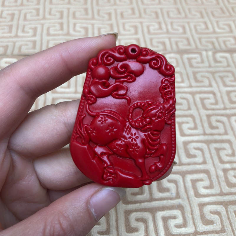 台湾天然朱砂金牛吊坠帝王红生肖男女项链送证书