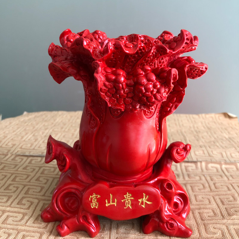帝王红招财玉白菜办公室实用摆件