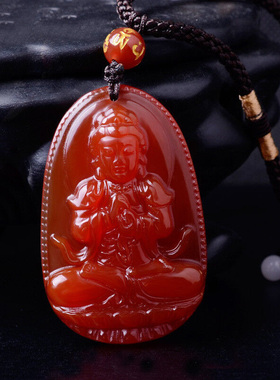 红玛瑙八大守护神玉佩证书吊坠