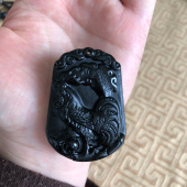 大公鸡玉佩项链天然黑曜石金鸡报晓吊坠男女生肖挂钥匙扣件证书